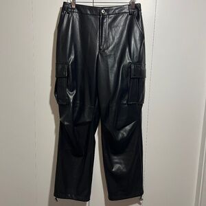 7 For All Mankind - Baggy Faux Leather Cargo Pants - S